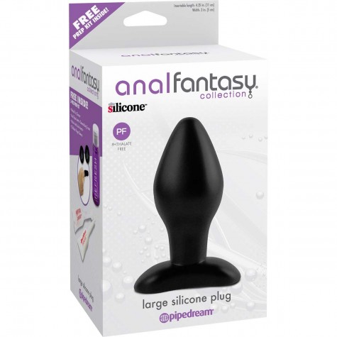 Черная анальная пробка среднего размера Large Silicone Plug - 13 см.