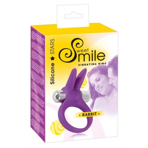 Фиолетовое эрекционное кольцо с вибрацией Smile Rabbit